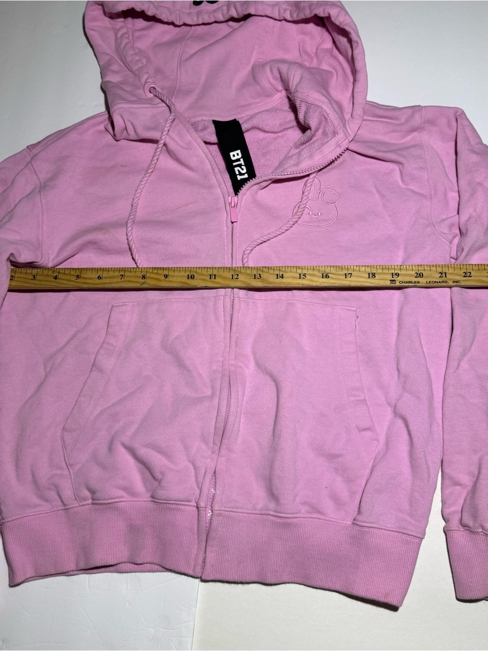 COOKY (Jungkook) BTS Hoodie Zip-up Pink Size Medium “BT21" Rare - Picture 3 of 9